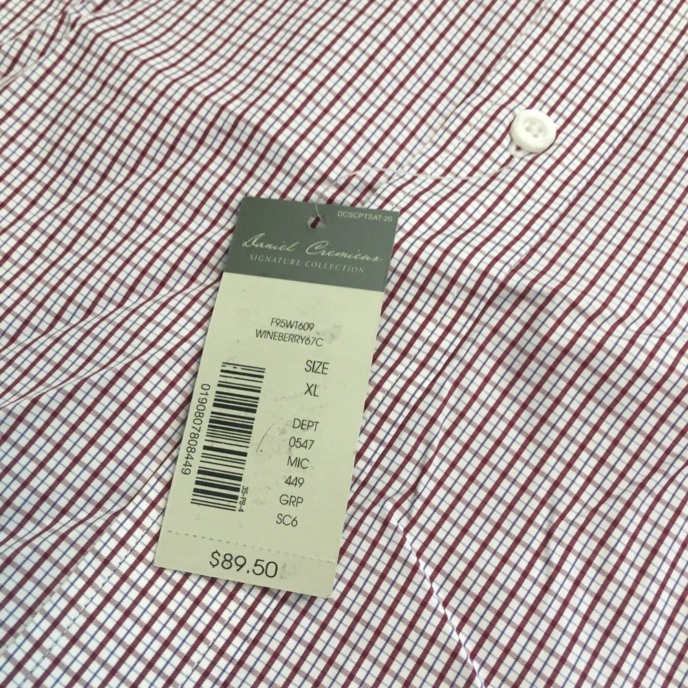 Daniel Cremieux Button Down Mens XL‎ Wineberry New Micro Check Signature Shirt